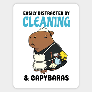 Easily Distracted by Cleaning and Capybaras Sticker